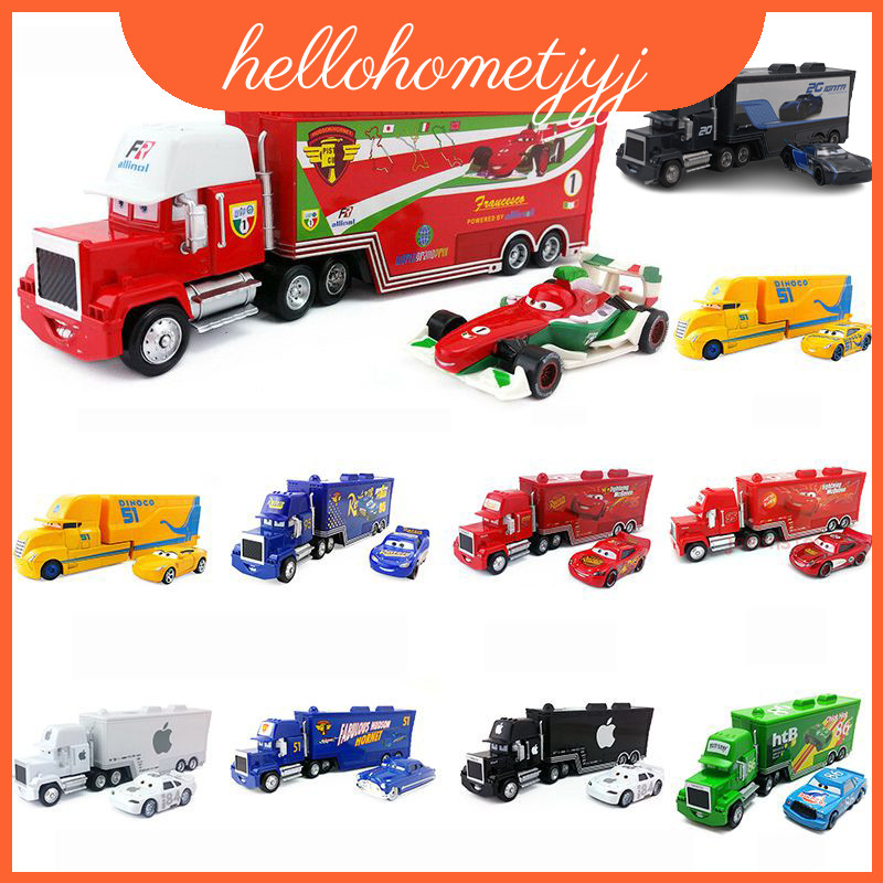 Funfilled Pixar Cars Racer Truck And Car Toy Set dành cho trẻ em với Mack Lightning Mcqueen Jackson 