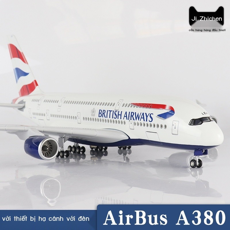 [ 𝐇𝐎𝐓 𝐃𝐄𝐀𝐋] Mô hình máy bay British Airways A380 Máy bay chở khách với Đất vào và Đèn Boeing