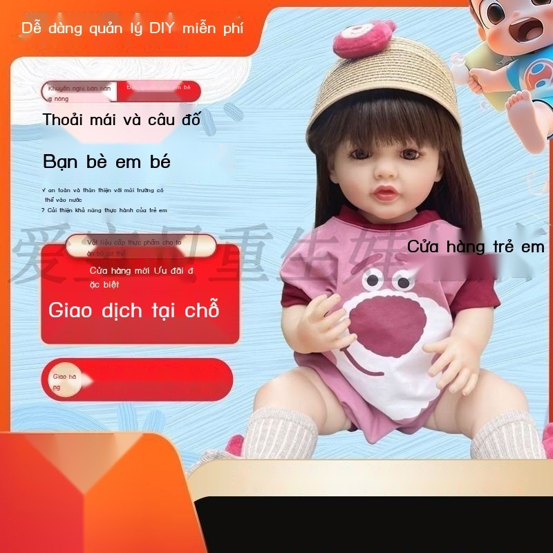 Búp bê tái sinh, búp bê thực tế, bé gái bằng silicon đầy đủ, đồ chơi có thể giặt, quà sinh nhật cho