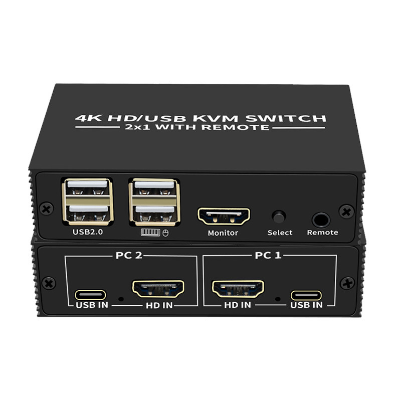 2 Cổng HDMI KVM Switch 2 Trong 1 Ra 4K 30Hz HDMI USB Switch 2x1 KVM Switch Cho 2 PC Chia Sẻ Bàn Phím