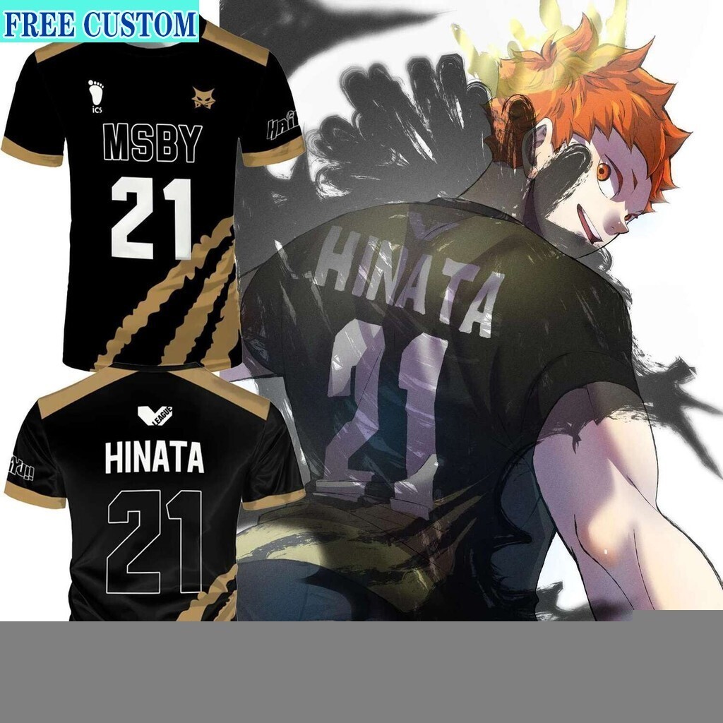 Hình Nhân Vật Hinata Shoyo Haikyuu - Áo Bóng Chuyền Cosplay Nam Oversize Màu Đen