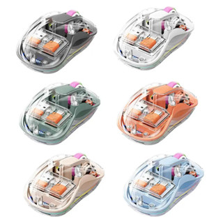 Chuột không dây Chuột máy tính Nút tắt tiếng ba chế độ Type-C Chuột LED có thể sạc lại có vỏ trong suốt Bluetooth im lặng 2.4GHz USB 2400DPI Chuột chơi game cho máy tính xách tay PC Notebook