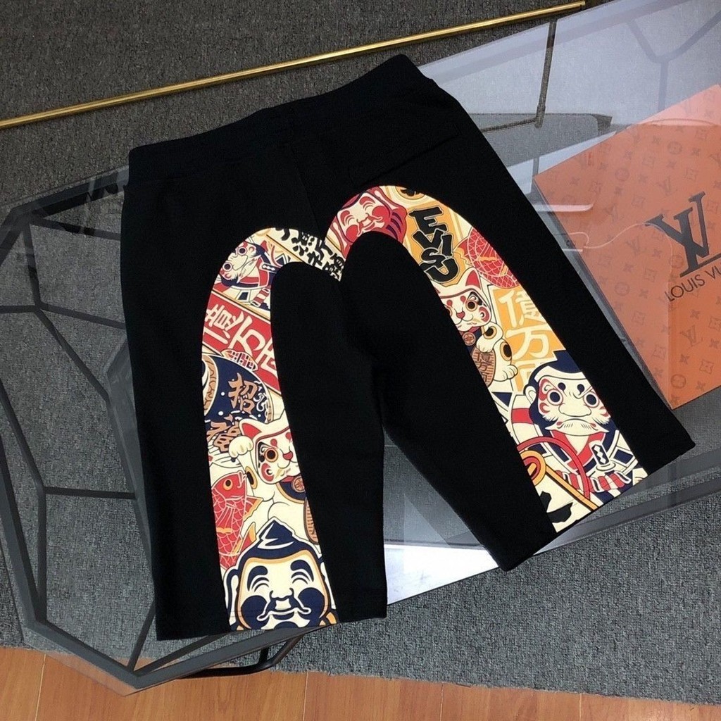 Mùa Hè Mới Quần Short Evisu In Hình Nam Nữ Cùng Thường Ngày Và Đa Năng Phong Cách Thời Trang Quần Nă