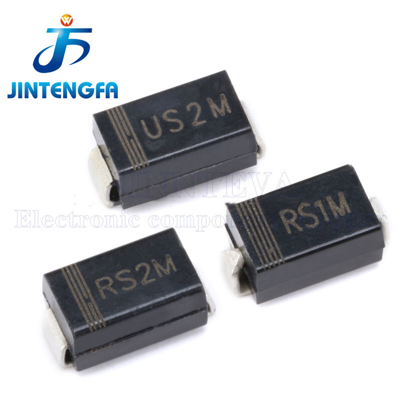 Miếng Dán Diode Ống 100 Chiếc RS1M RS2M FR107 US1M US2M ES1J US1J SF18 UF4007 1A 2A 600V 1000V SMA D