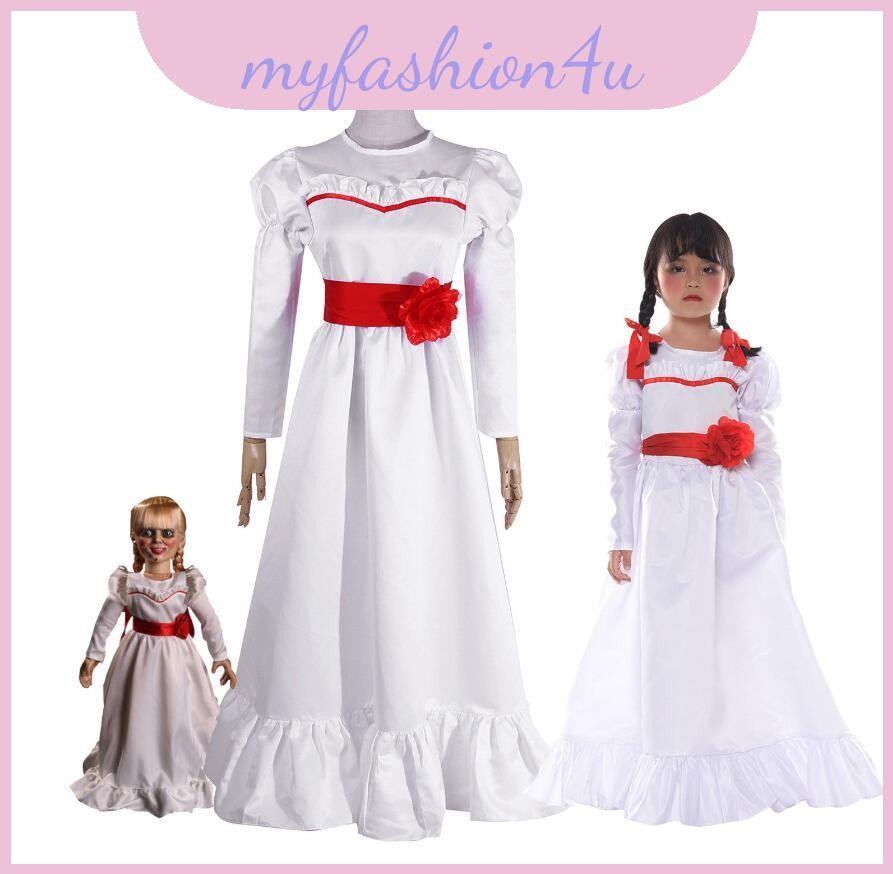 Kinh Dị Annabelle Nổi Bật Búp Bê Trắng Đầm Mềm Mại Thoải Mái Cosplay Halloween Trang Phục Cho
