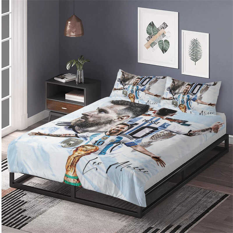 Piece, 3D Star Football Duvet Cover Complete Set, 3 Piece Bedding Set With 2 Pillowcases, Quilt