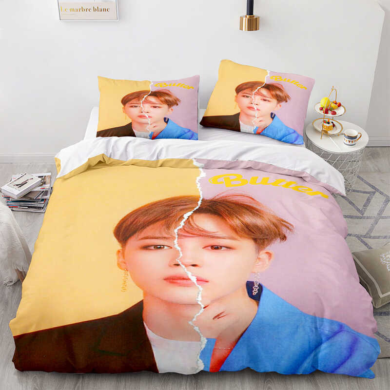 Popular Character Teens Photo King Queen Duvet Pink Bedding Set Girl Modern Colorful Quilt Polye