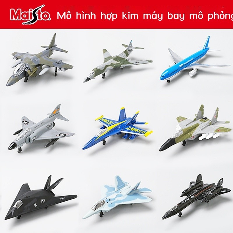 (Date mới) Đồ chơi mô phỏng hợp kim máy bay chính hãng đồ chơi Boeing F22 Raptor Fighter Model Mode