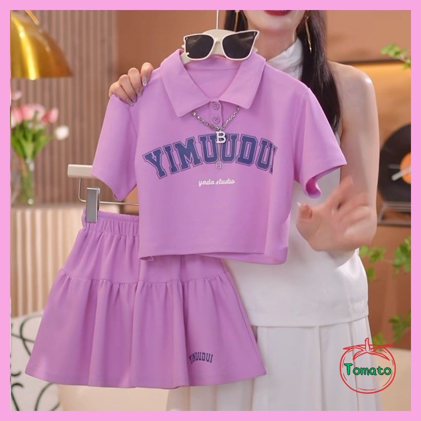 Váy Bộ Đồ Mùa Hè Cho Bé Gái Phong Cách Mới Thời Trang Bé Gái Tay Ngắn Bộ Đồ Hai Mảnh Cho Trẻ Em