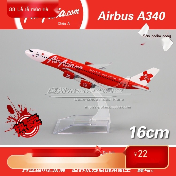 (HÀNG HOT) AirAsia X Asia Airbus A340 Hợp kim mô phỏng hợp kim Model Model 16cm