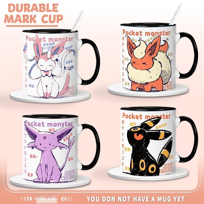 Ly uống nước dễ thương Moon Eevee Sun Eevee Leaf Eevee Pokémon, cốc gốm bán chạy