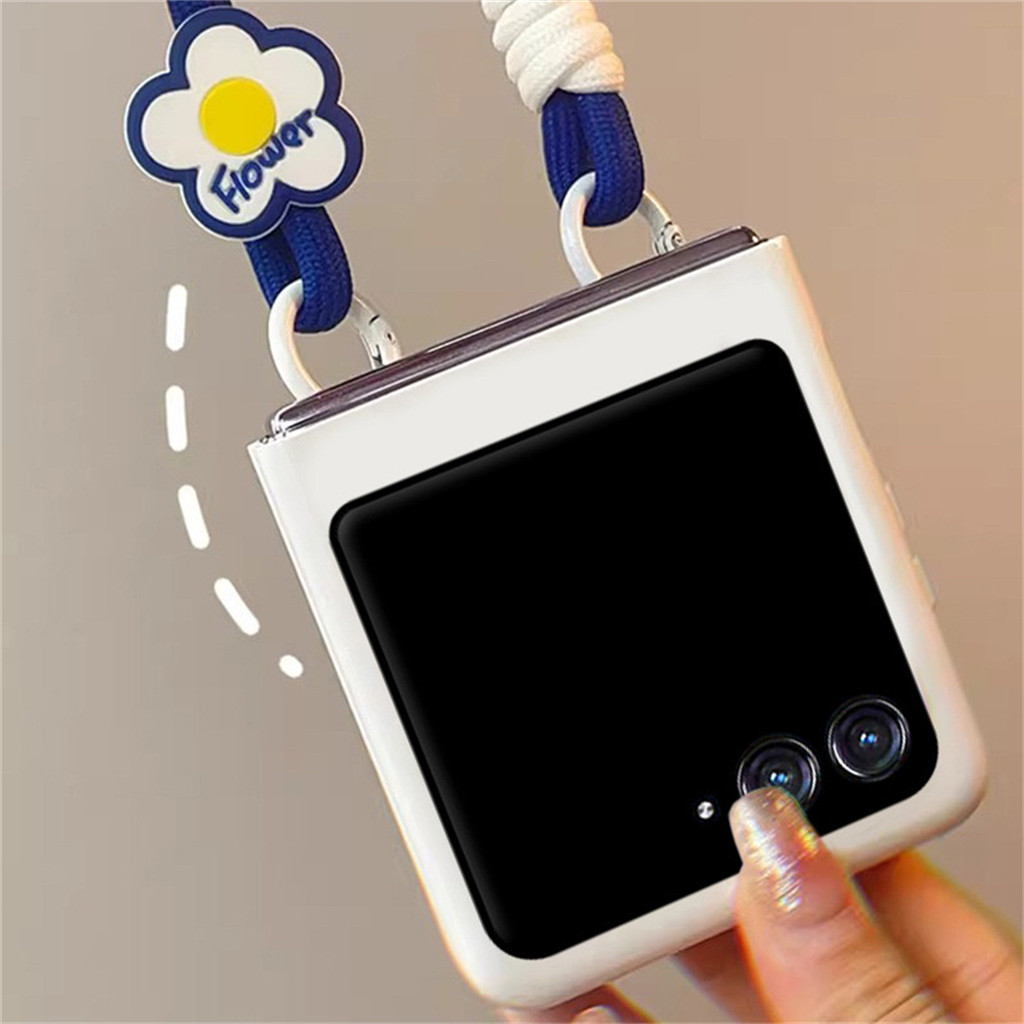 Mới Hàn Quốc Hoa Dễ Thương Di Động Dây Màu Trắng Dành Cho Motorola Razr 50 Ultra 50Ultra Razr 60 60U