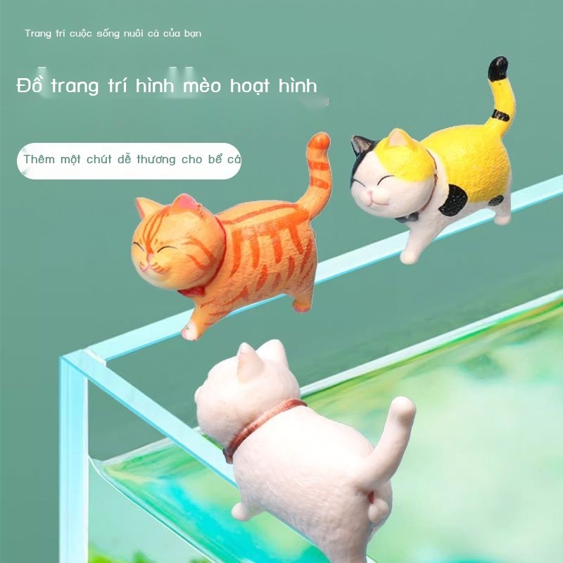 Bể cá mèo hoạt hình sáng tạo cảnh quan gói mặt che bể mèo treo tường đồ trang trí để bàn mini trang