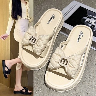 Bán Mùa Hè Phong Cách Mới Nơ Giày Sandal Pháp Nâng Cao Dép xỏ ngón
