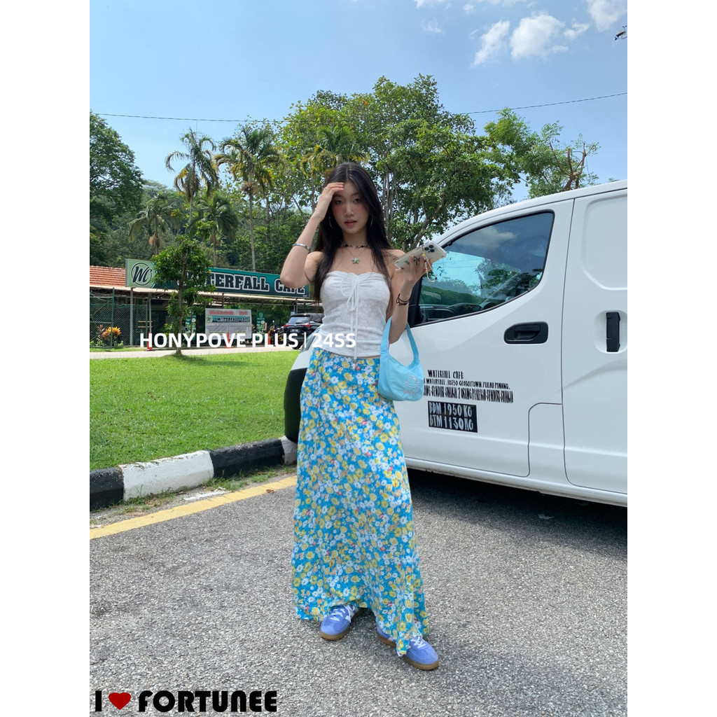 Honypove Dây đeo dây màu trắng Sling Top Nữ mùa hè Hot Girl Dây rút ống ngắn | BigBuy360 - bigbuy360.vn