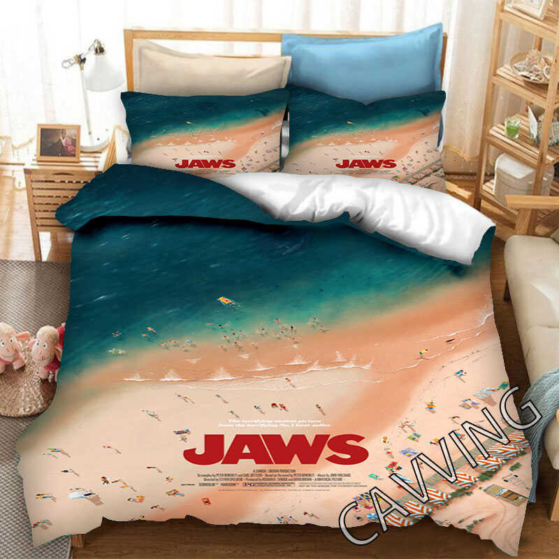 Printed Jaws 3D Bedding Set Duvet Covers & Pillow Cases Comforter Quilt Cover (Us/Eu/Au Sizes) H