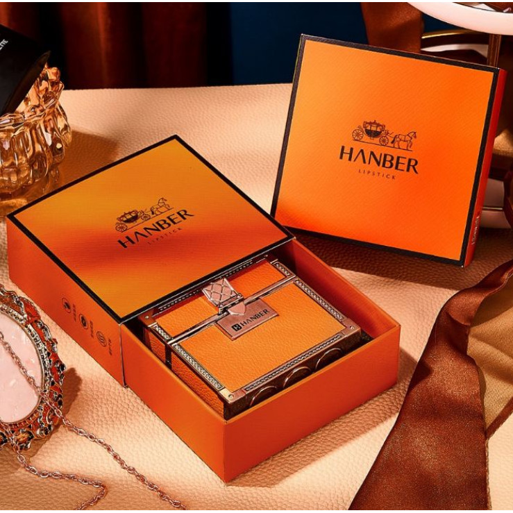 【NA Beauty】 Sét 3 Cây Son HANBER Siêu Lỳ Mềm Môi Hộp Cam Túi Xách Cực Xịn Set son 3 cây với thiết k