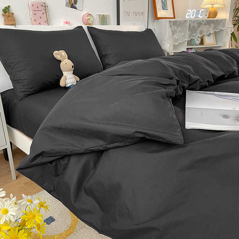 Color Duvet Solid Black Quilt Queen King Size Comforter High Quality Skin Friendly  bric Beddin
