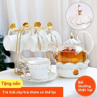 hoa Anh đun sôi Nến sưởi Cơ sở pha thủy tinh trái cây Bộ ấm trà buổi chiều