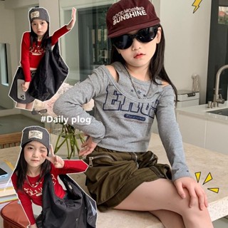 [Giảm Giá] Phong Cách Mới Phiên Bản Hàn Quốc Quần Áo Trẻ Em Dài Tay Bé Gái Phong Cách Phương Tây Đáy Áo Sơ Mi Giả Hai Mảnh Áo Ngắn