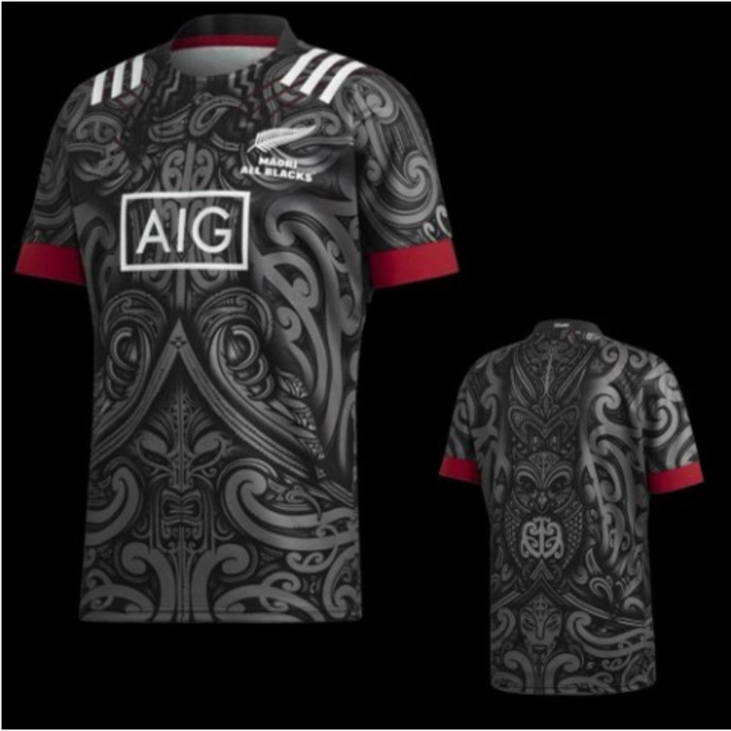 Áo bóng bầu dục màu đen Maori New Zealand 2024