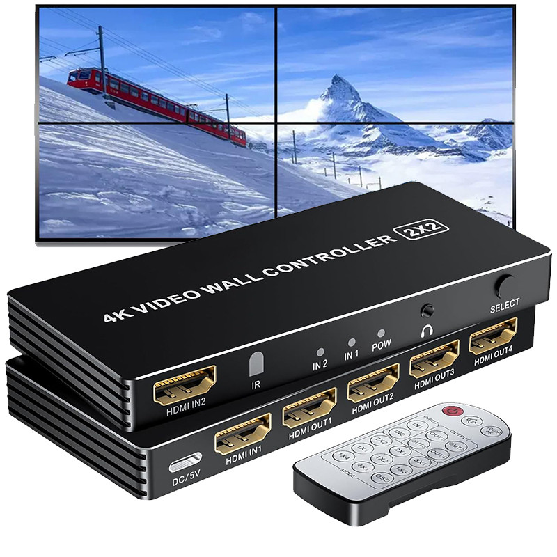 Bộ điều khiển tường video 2x2 4K HDMI VGA đầu vào Bộ xử lý tường video 1X4 2X2 Bộ nối đa màn hình vi