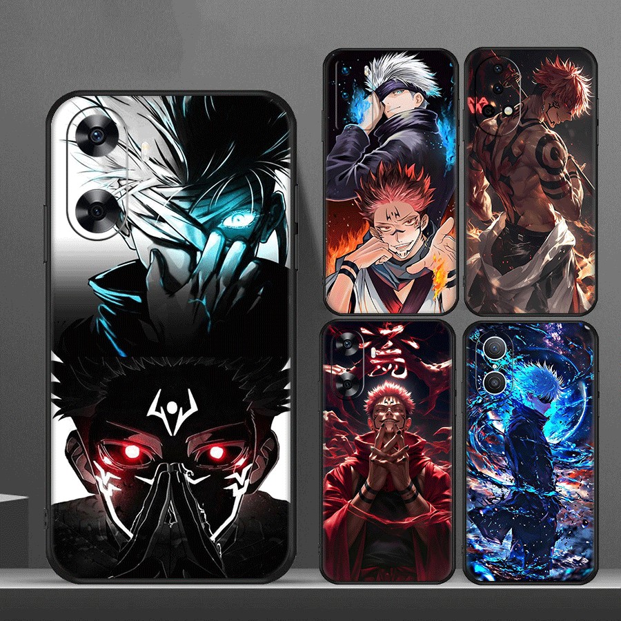 T6R anime Gojo Satoru VS Sukuna cho Huawei P10 P20 P30 Lite Pro Y5P Y6P TPU mềm màu đen bảo vệ