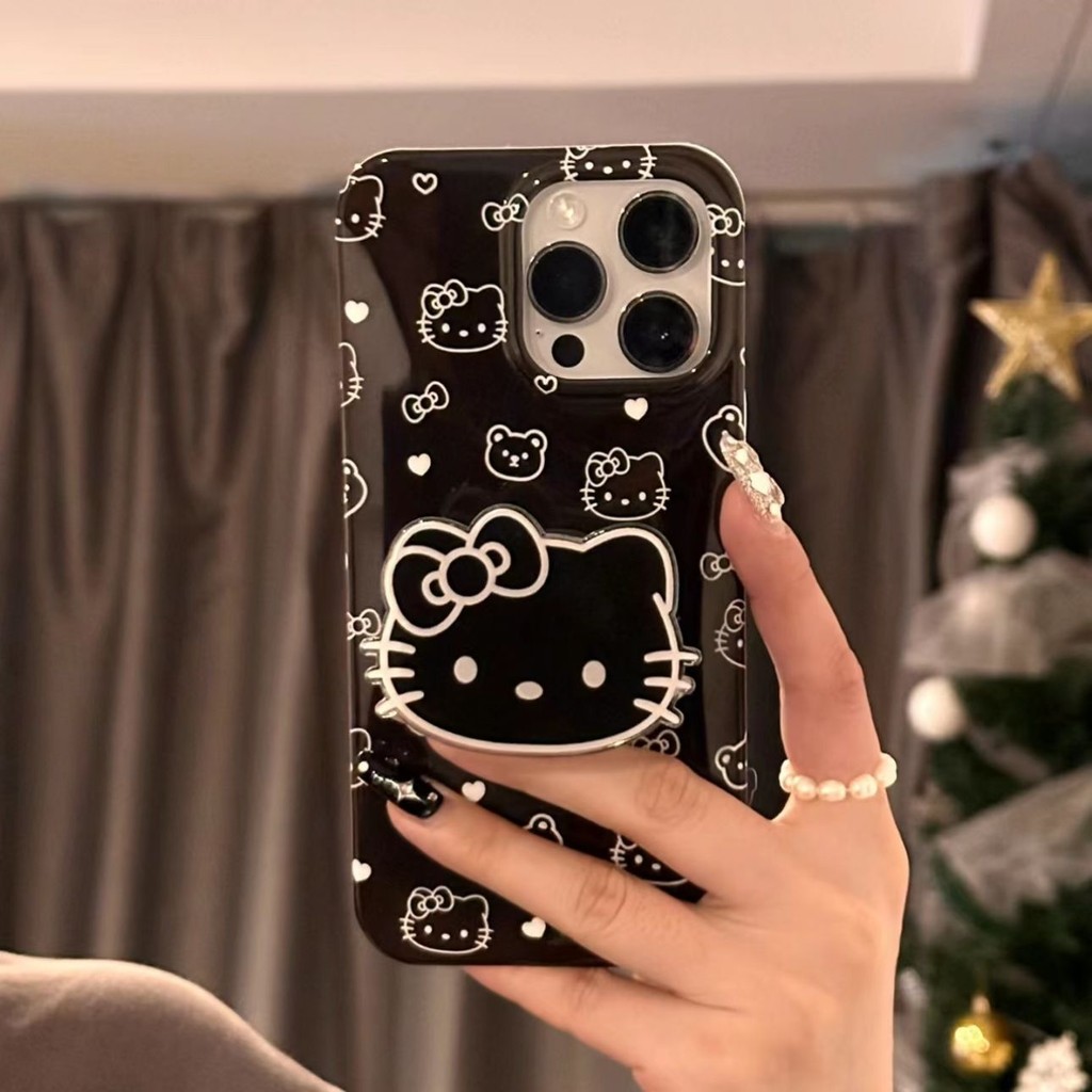 Full Màn Hình Love kt Cat Stand Apple 15 Vỏ Điện Thoại Cao Su Mềm iPhone14 / 13 / 12promax Glossy 7P