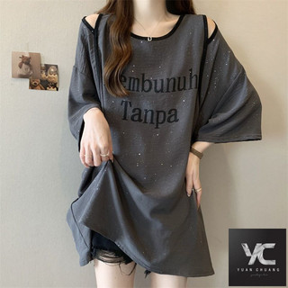  Mùa hè Phong cách mới Plus Size dành cho nữ Công nghiệp nặng Sequined Rỗng Áo thun ngắn tay nữ dáng rộng thon gọn hơn trông béo