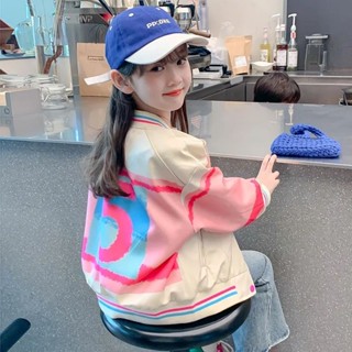 [Khuyến mãi] Áo khoác bé gái Phong cách mới Đồng phục bóng chày số thời trang trẻ em