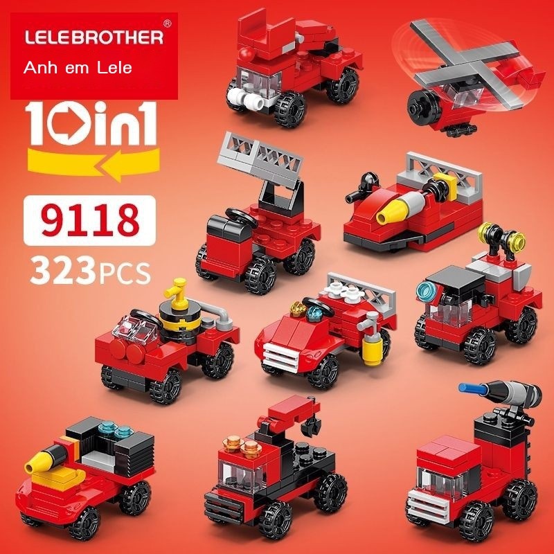 [ 𝐇𝐎𝐓 𝐃𝐄𝐀𝐋] 【7671Bộ Sưu Tập Người】Đồ chơi xe cứu hỏa hạt nhỏ Lele Brothers cho trẻ em, khối