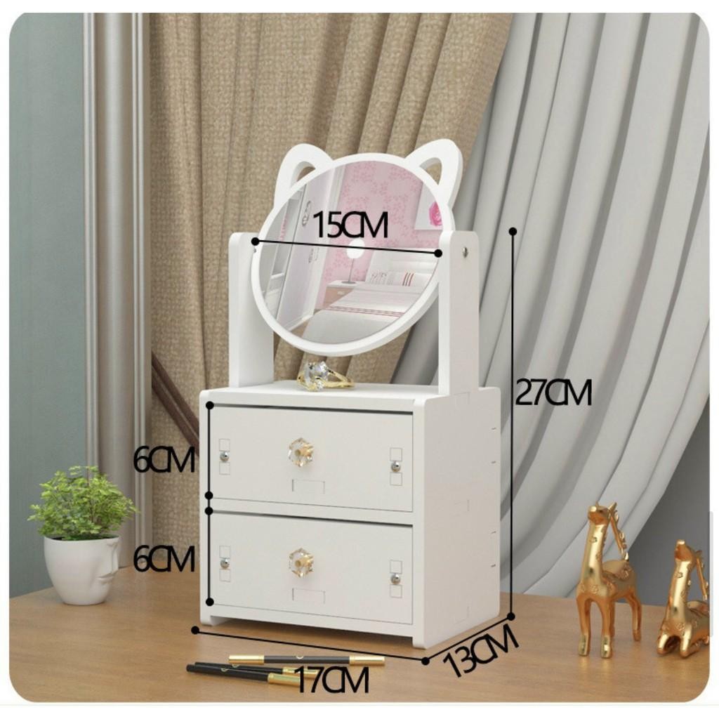 【NA Beauty】 Bàn trang điểm kệ mèo mini 2 tầng Có Gương mèo Hello Kitty Bằng Gỗ Nhựa Để Phòng Ngủ Nh