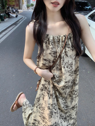 76337 Dài Retro Tính Khí Kỳ Nghỉ Phong Cách Rời Phối Ren Nữ