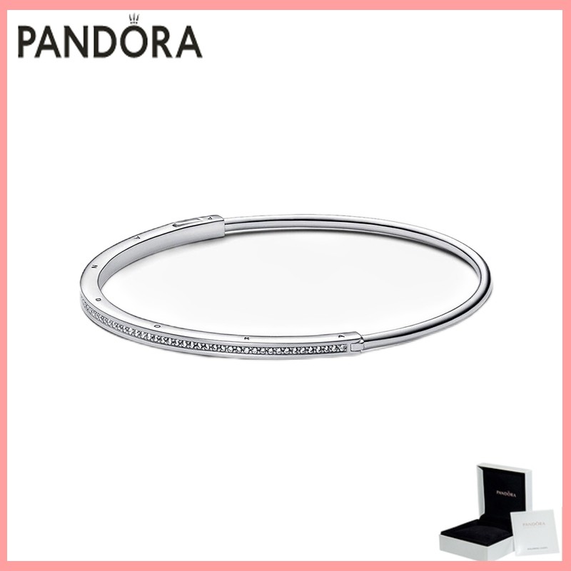 Chính hãng 100% (có hộp) đại lý bạc Pandora S925 để mua sản phẩm Pandora Signature I-D Pavé Bangle