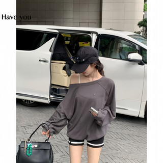 Thiết kế cổ điển Niche logo đeo vai lười biếng Phù hợp với mồ hôi dài tay dáng rộng