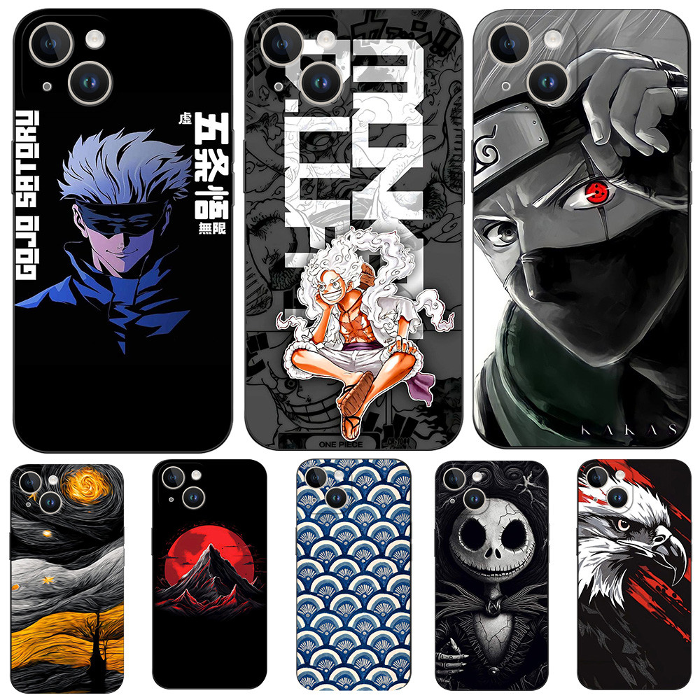 Dành Cho iPhone 15 Ốp Lưng iPhone 15 Plus Ốp lưng Silicon Mềm Bảo Vệ Đen Tpu Ốp Lưng Mát Anime