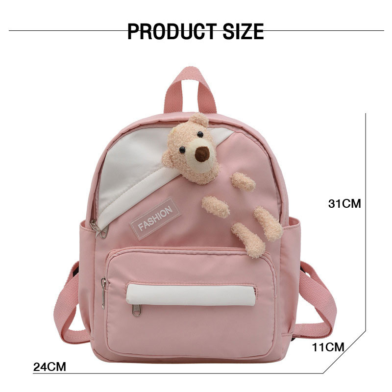 【Gesh bag】 YA ZHOU LONG Children's school bag 3-6 years old Cute Bear Doll Kindergarten School Bag