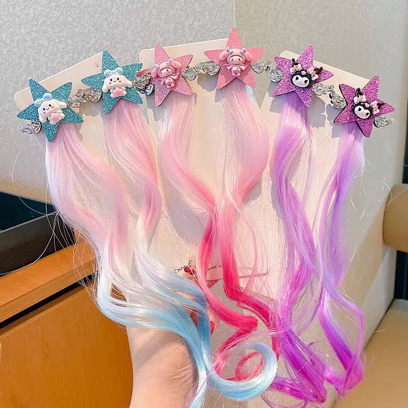 2 Chiếc Mới Dễ Thương Công Chúa Kuromi Tóc Giả Bé Gái Kẹp Tóc Trẻ Em Phụ Kiện Tóc