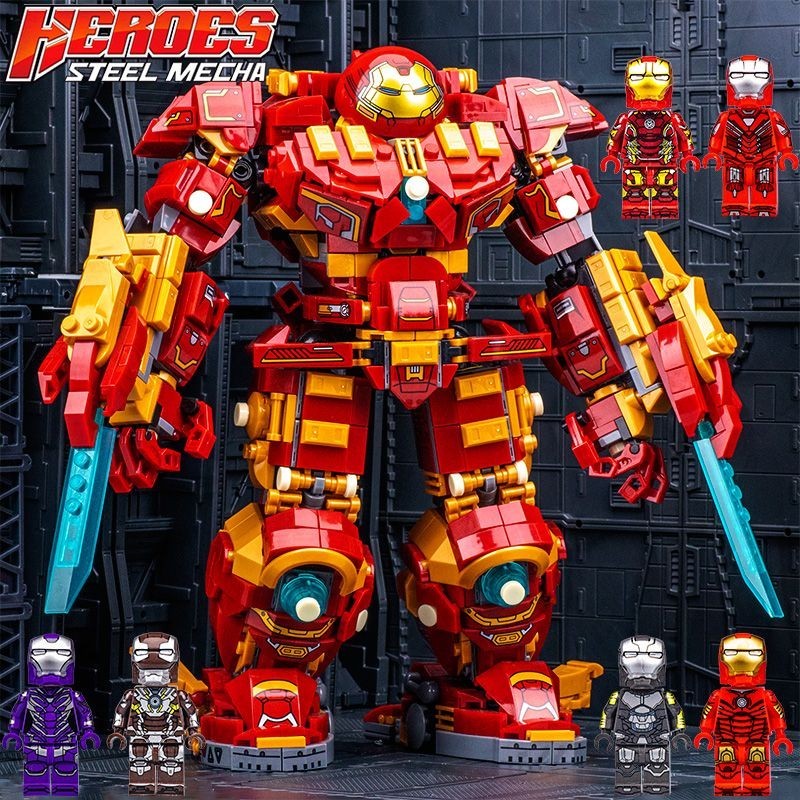 ( Sẵn) Tương thích với LEGO Micro Blocks, bộ đồ giáp Hulkbuster của Iron Man, đồ chơi robot Mecha c