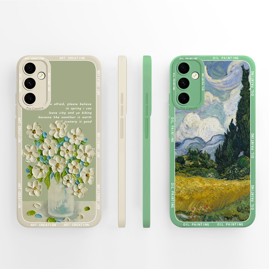 Dành Cho Samsung Galaxy A20 A24 A30 A32 A33 A34 A52 A52S A53 A7 2018 A72 A73 4G 5G Vỏ Tranh Nghệ Thuật Hoa Silicon Lỏng Vỏ Điện Thoại TPU Mềm Vỏ Capa