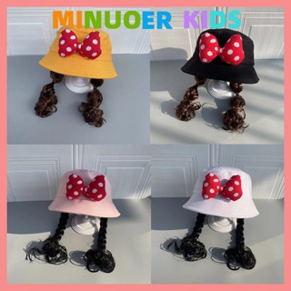 [Mũ Trẻ Em] Phong Cách Công Chúa Cô Gái Tóc Giả Mũ Xuân Thu Phong Cách Xô Cotton Nguyên Chất Che Nắng Cho Bé Mũ Nồi Nơ Lớn Mũ Bé Gái