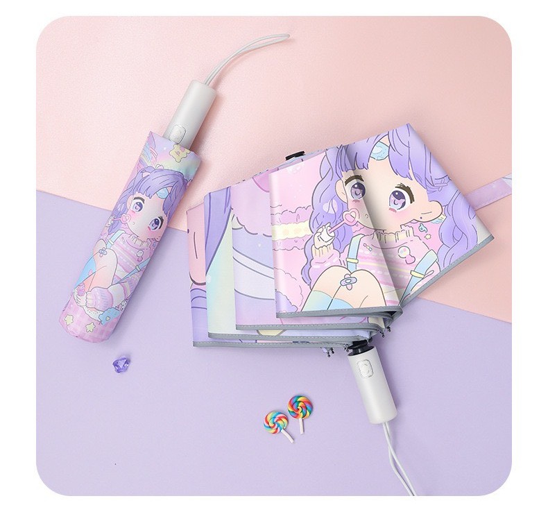 {HYI Daily Necessities} Ô gấp gọn tán rộng cán dài cao cấp BBShine, Dù che mưa nhiều hoạ tiết đáng