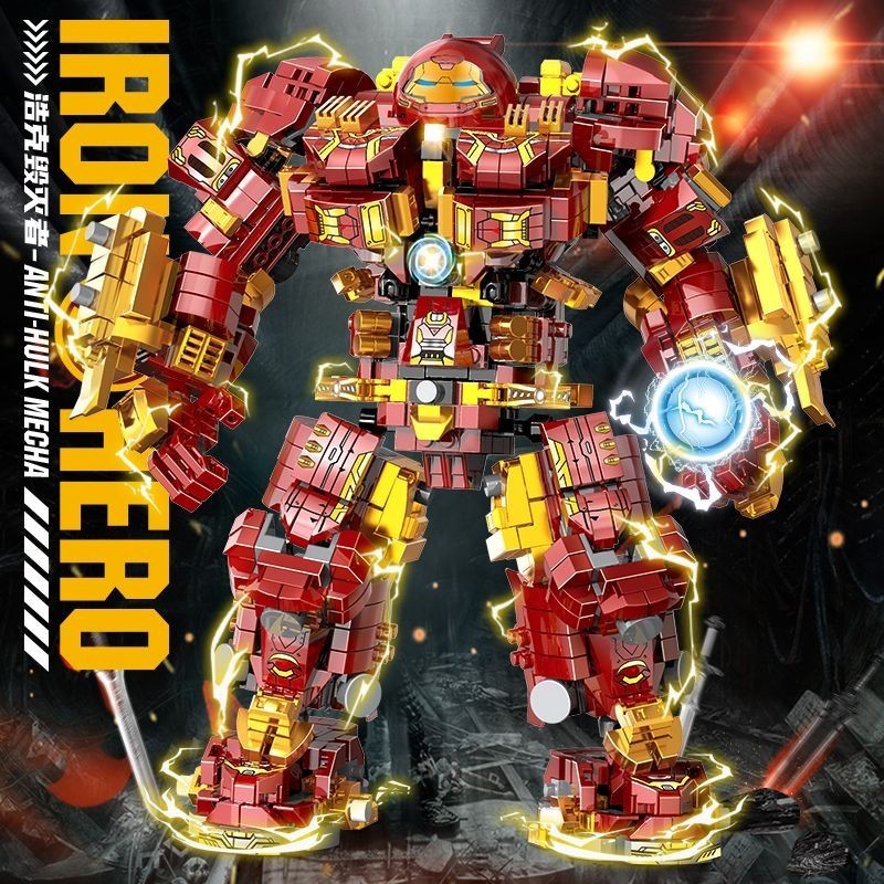 Tương thích với đồ chơi xếp hình LEGO Iron Man Hulkbuster Armor, độ khó cao, kích thước lớn