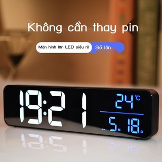    Giá SIÊU RẺ   Màn hình lớn Đồng hồ LED thông minh ngày nhiệt độ cắm đồng hồ báo thức phòng khách 