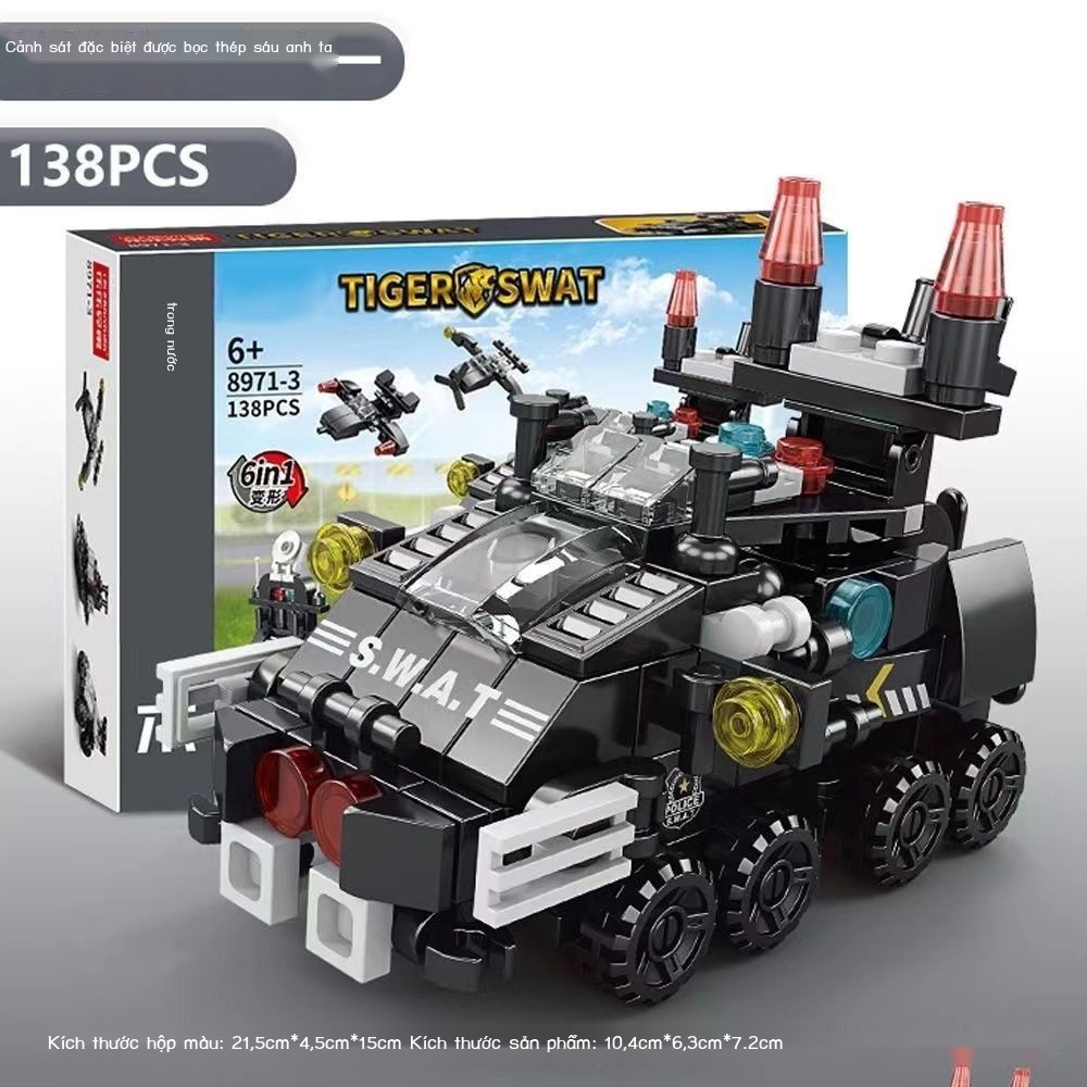 【1.5Hàng Nghìn Người Khen Ngợi】Xe Cảnh Sát SWAT Đồ Chơi Xe Khối Xây Dựng Tương Thích với Lego Xe Tă