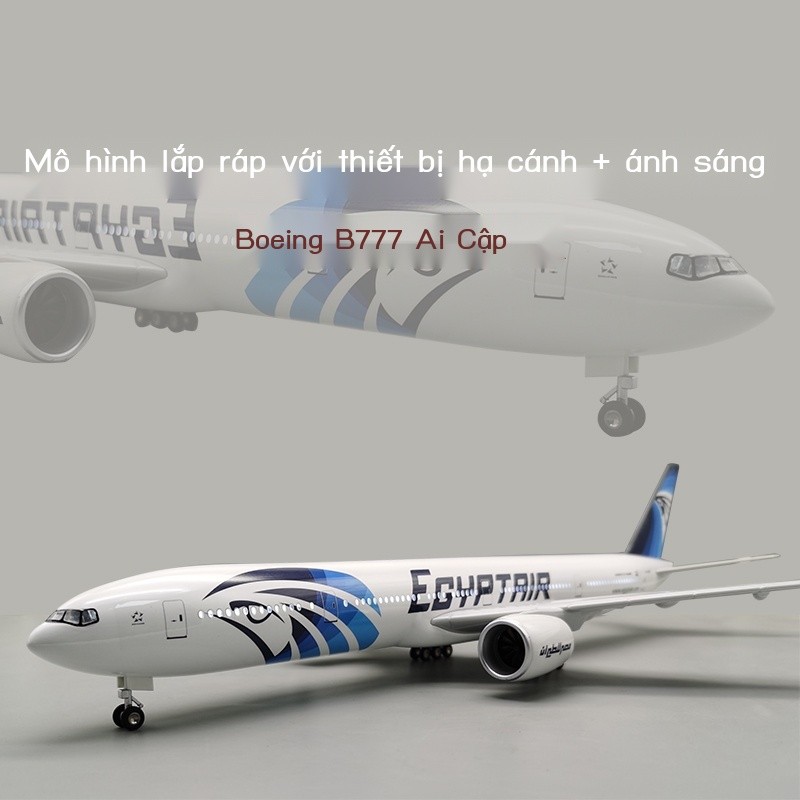 (HÀNG HOT) Boeing B777-300 Mẫu máy bay mô phỏng máy bay mô phỏng hàng không Ai Cập với bánh xe và đ