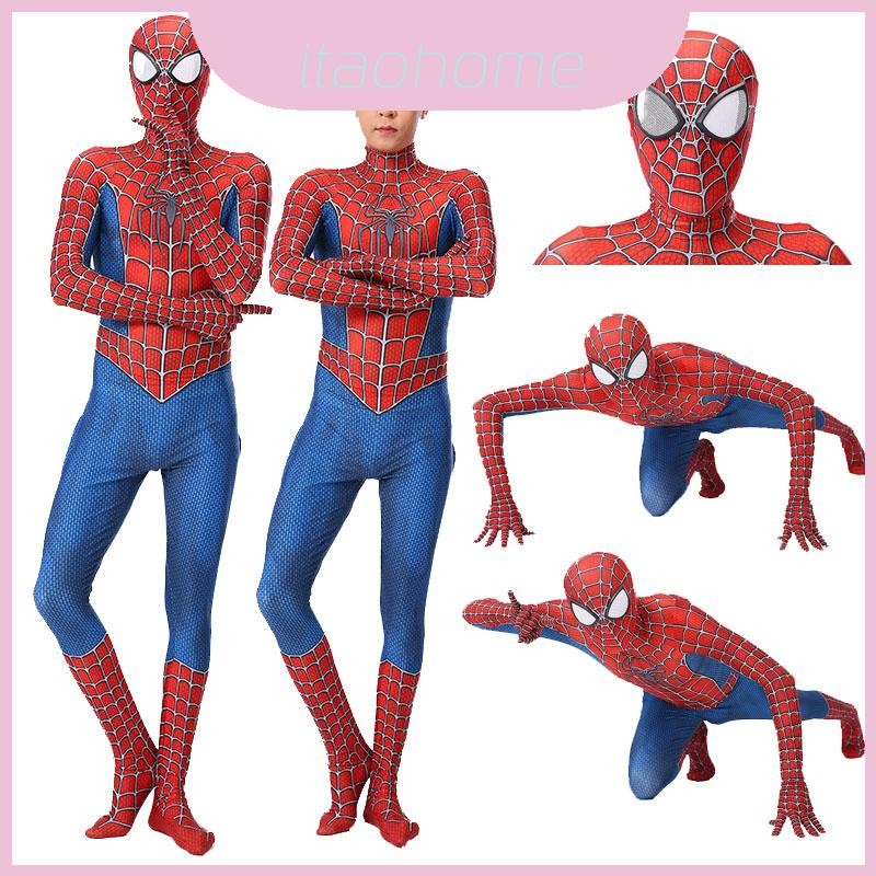 Bộ đồ Zentai và người nhện màu xanh đỏ, co giãn, mặc thoải mái