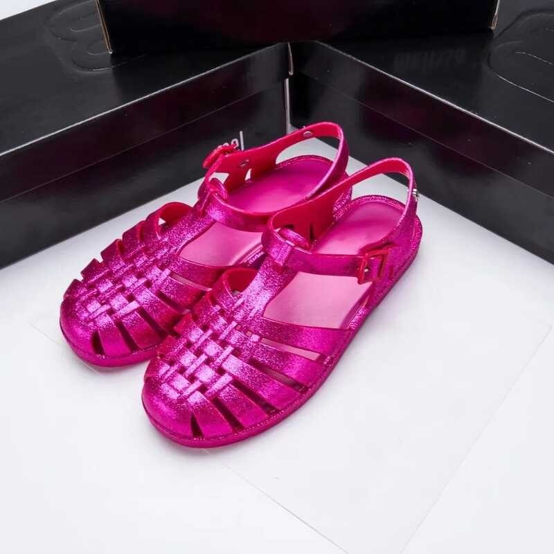 Melissa Nữ Mini Lady Square Head Hollow Roman Shoes Người   Vintage Dệt Jelly Sandals Già