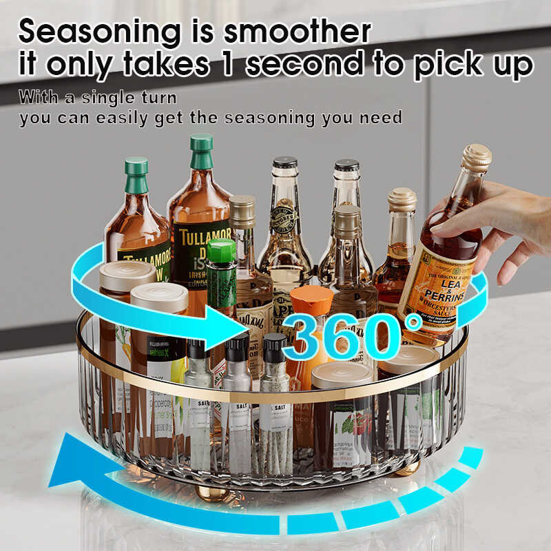 Bếp 360 ° Turntable Tủ Carousel Băng Thông Cơ Sở Lưu Trữ Chức Năng Rotary Spice Rack