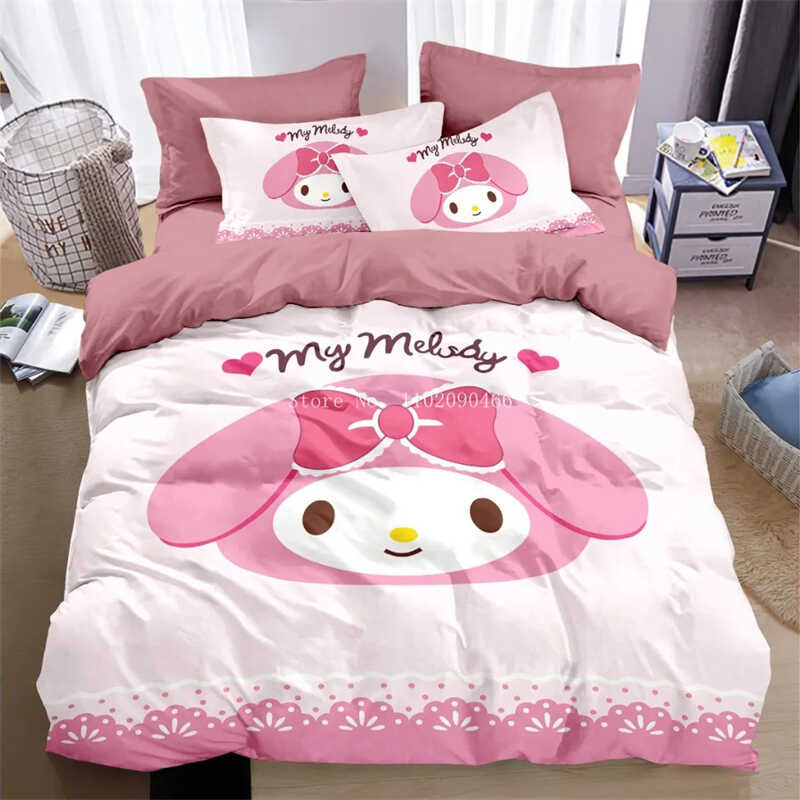 My Melody Duvet Cartoon Anime Kawaii Kuromi Bedding Home Textile  shion Quilt Cover Pillowcase